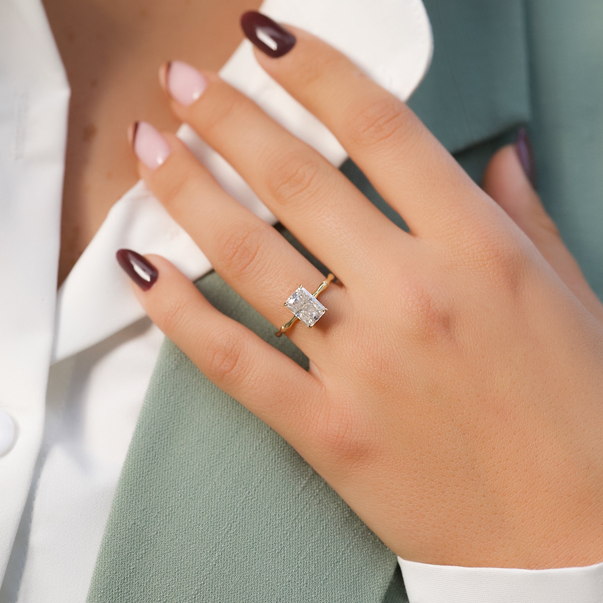 2.0 - 4.0  CT Radiant Cut CVD Diamond Hidden Halo Engagement Ring