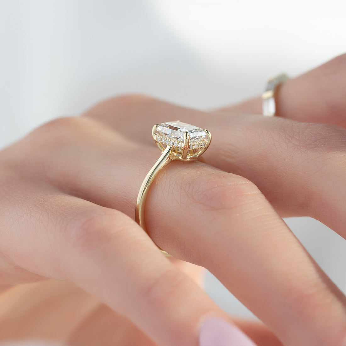 2.0 - 4.0  CT Radiant Cut CVD Diamond Hidden Halo Engagement Ring