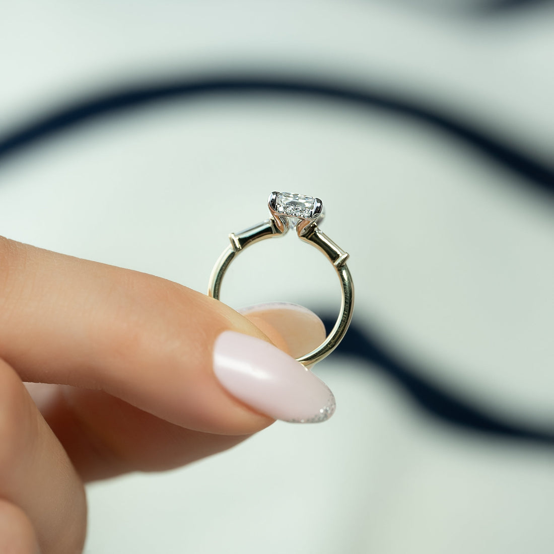 2.0 - 4.0  CT Radiant Cut CVD Diamond Three Stone Style Engagement Ring
