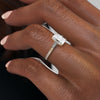 2.0 - 4.0  CT Radiant Cut CVD Diamond  Three-Stone Pave Engagement Ring