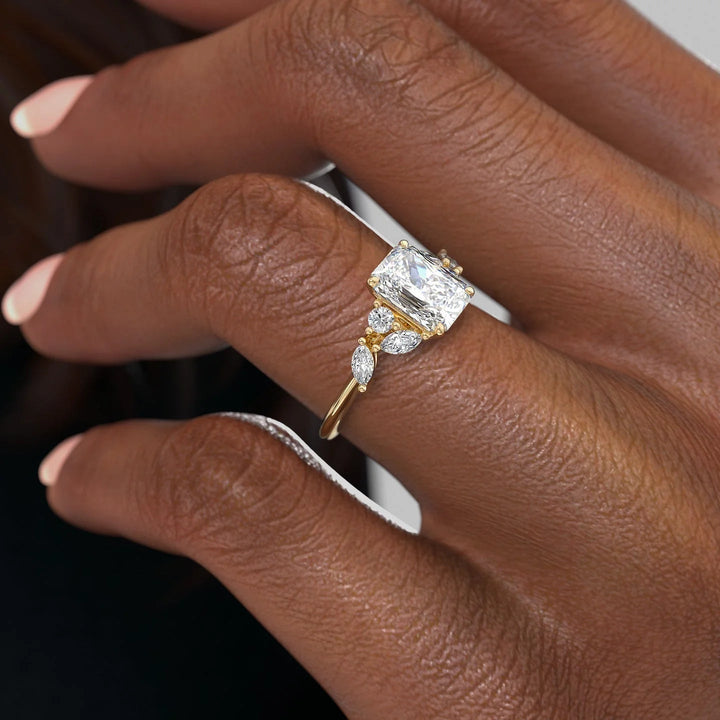 2.0 - 4.0  CT Radiant Cut CVD Diamond Cluster Engagement Ring