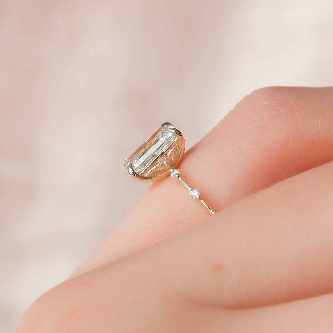 2.0 - 4.0  CT Radiant Cut CVD Diamond Dainty Engagement Ring