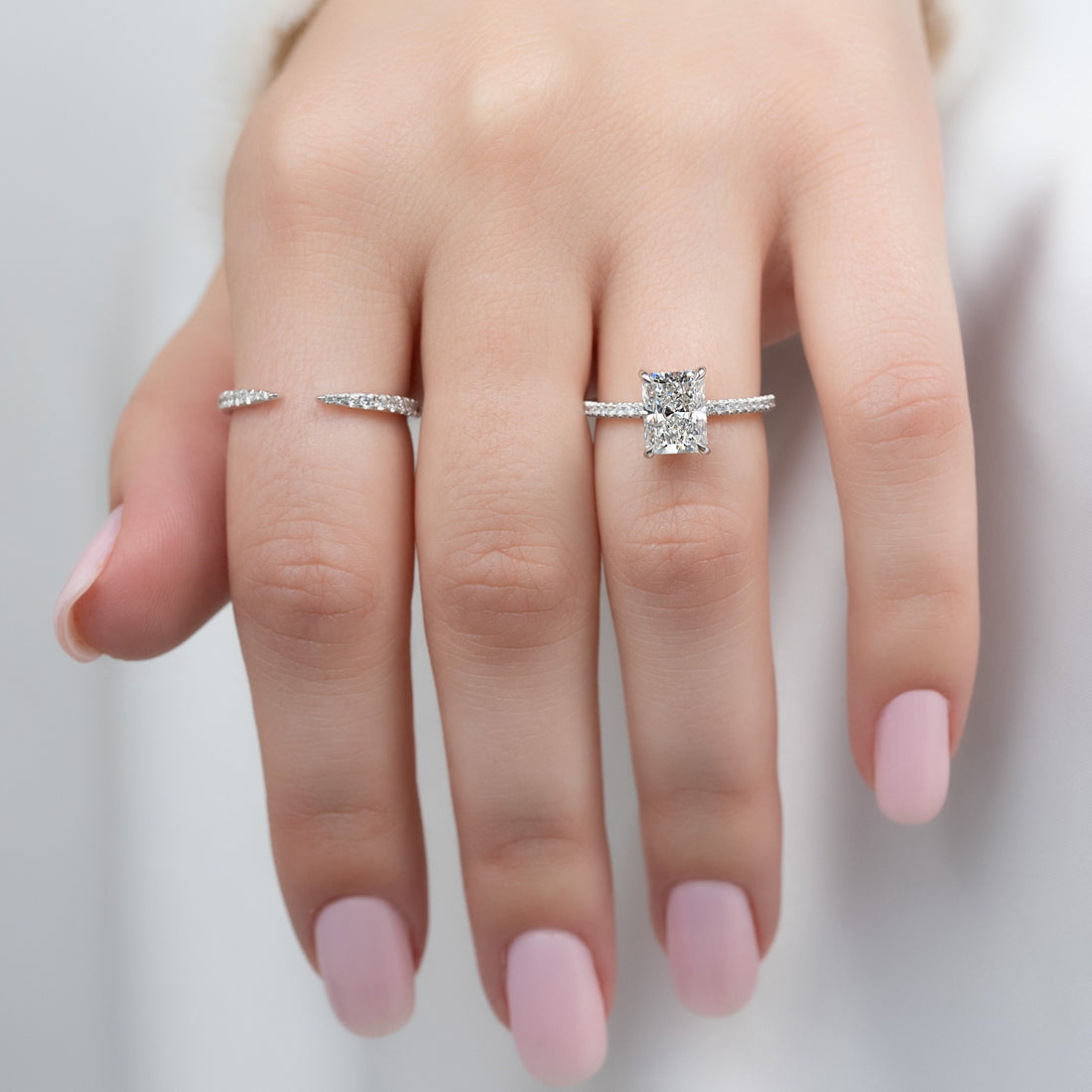 2.0 - 4.0  CT Radiant Cut CVD Diamond Hidden Halo & Pave Engagement Ring