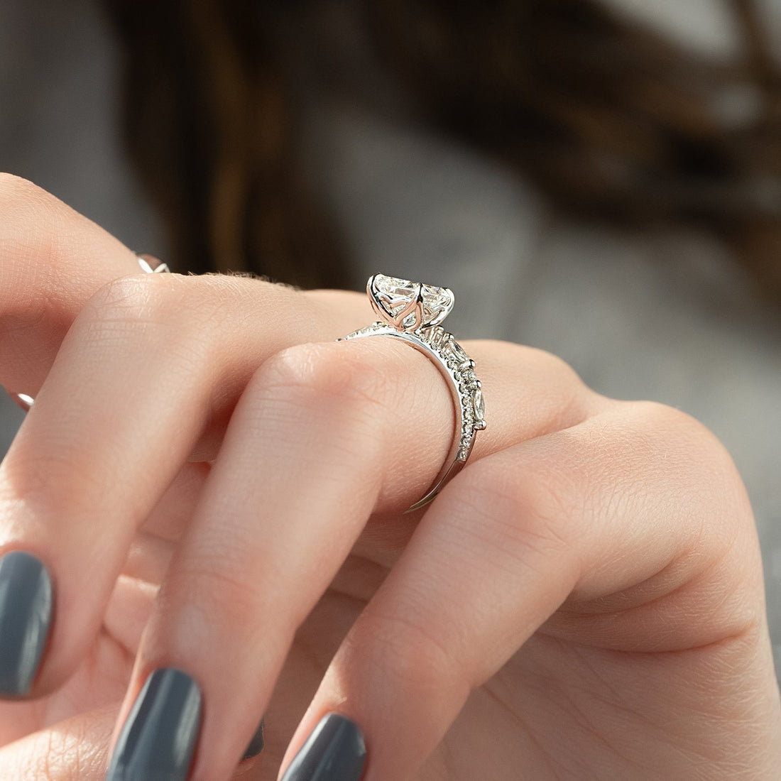 2.0 - 4.0  CT Radiant Cut CVD Diamond Pave Engagement Ring
