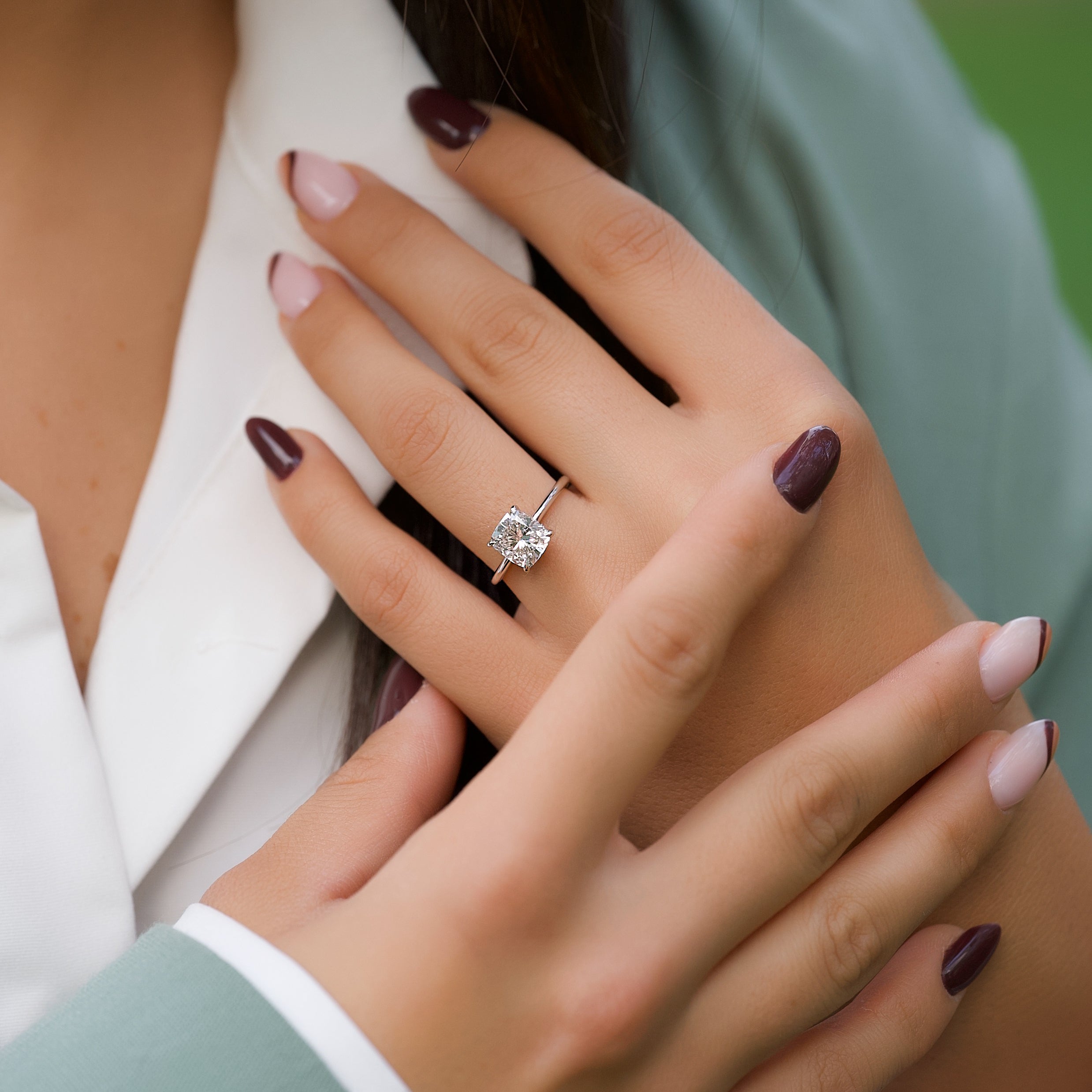 2.0 - 4.0 CT Elongated Cushion Cut CVD Diamond Hidden Halo Engagement Ring