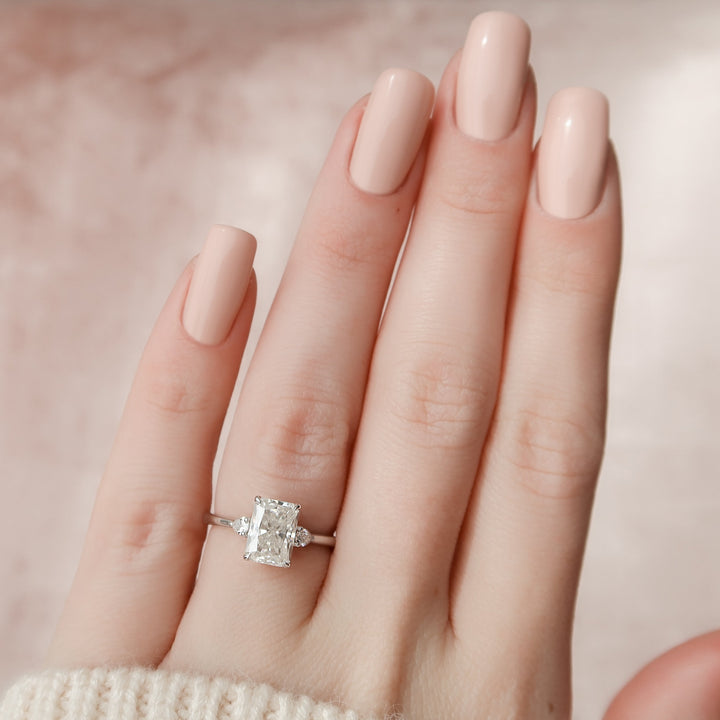 2.0 - 4.0  CT Radiant Cut CVD Diamond Three Stone Engagement Ring