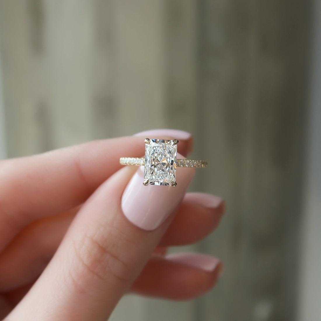 2.0 - 4.0  CT Radiant Cut CVD Diamond Hidden Halo & Pave Engagement Ring