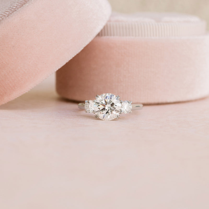 2.25CT Round Moissanite Three Stone Engagement Ring