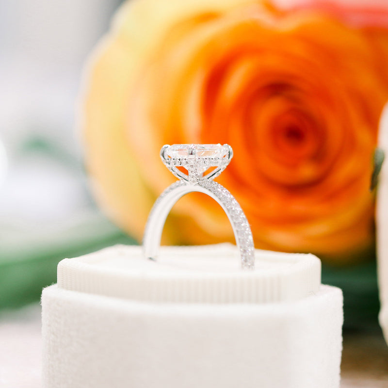 1.50CT Oval Cut Moissanite Three Side Pave Setting Engagement Ring