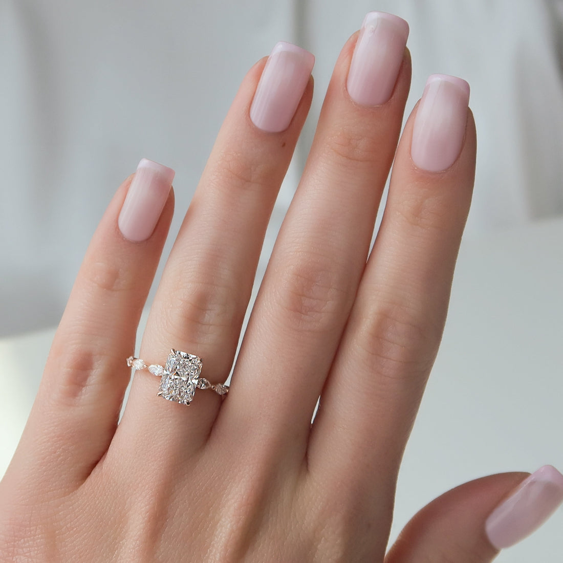 2.0 - 4.0  CT Radiant Cut CVD Diamond Hidden Halo & Pave Engagement Ring