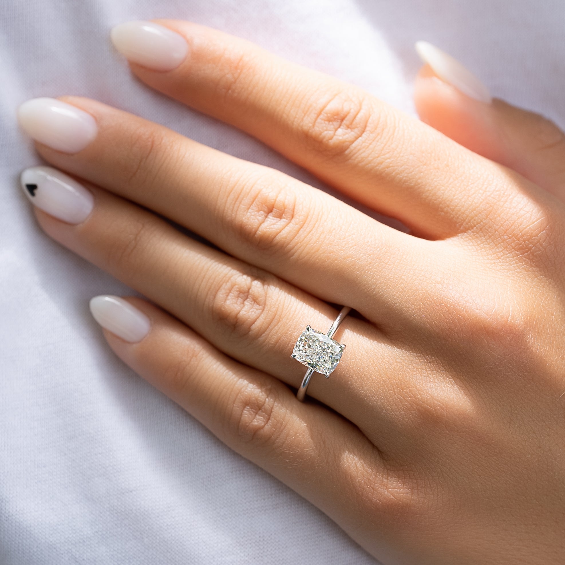 2.0 - 4.0 CT Elongated Cushion Cut CVD Diamond Hidden Halo Engagement Ring