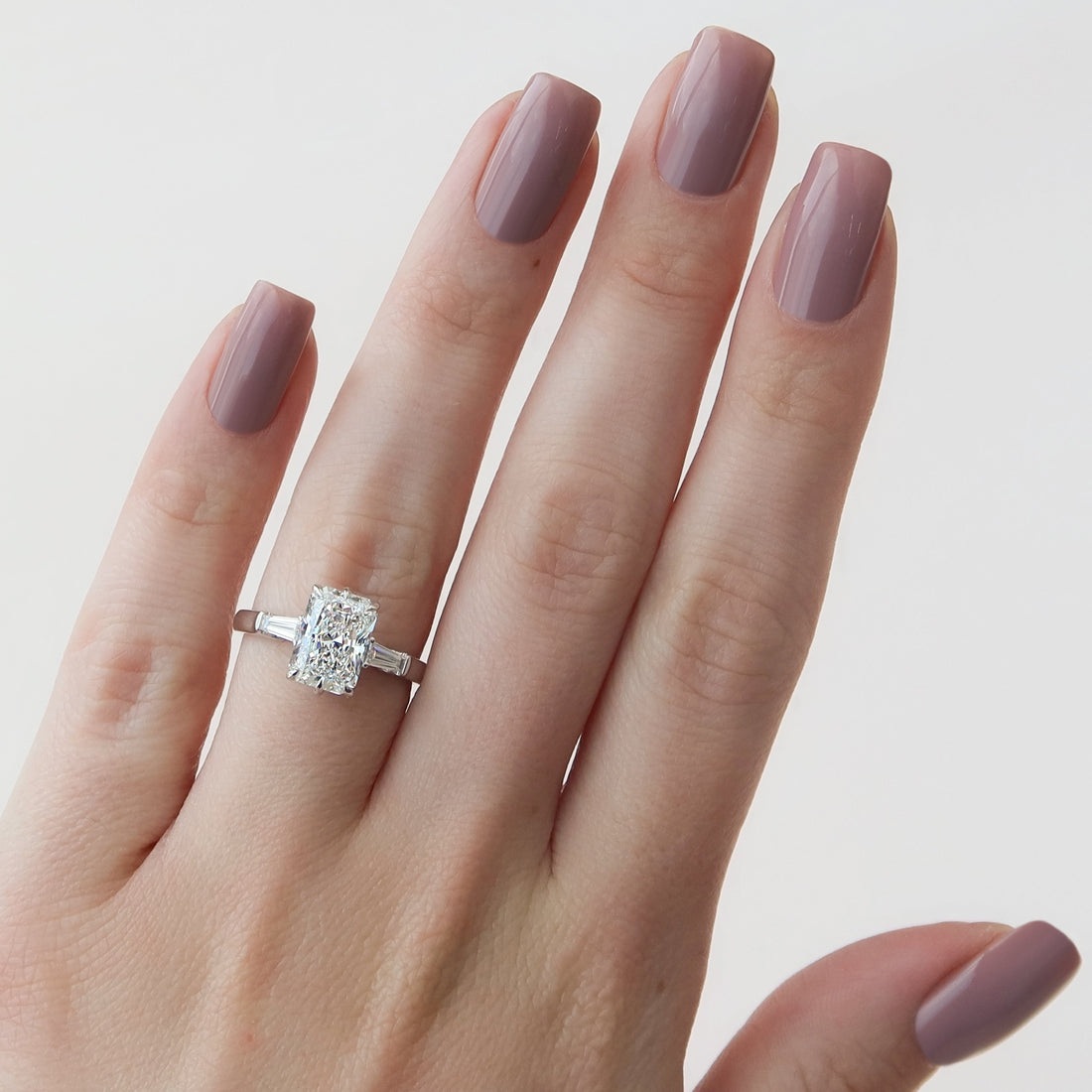 2.0 - 4.0  CT Radiant Cut CVD Diamond Three Stone Style Engagement Ring