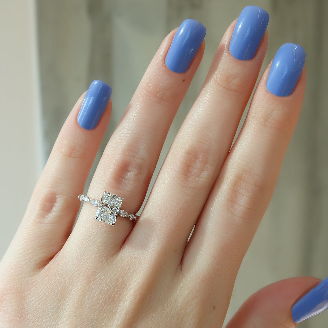 2.0 - 4.0  CT Radiant Cut CVD Diamond Hidden Halo & Pave Engagement Ring