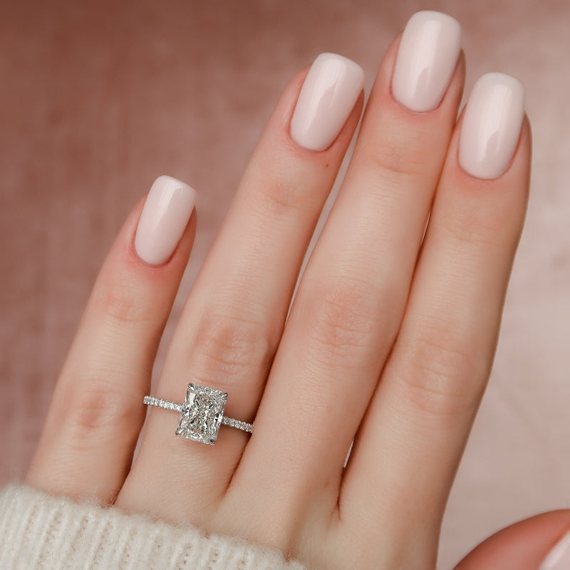 2.0 - 4.0  CT Radiant Cut CVD Diamond Hidden Halo & Pave Engagement Ring