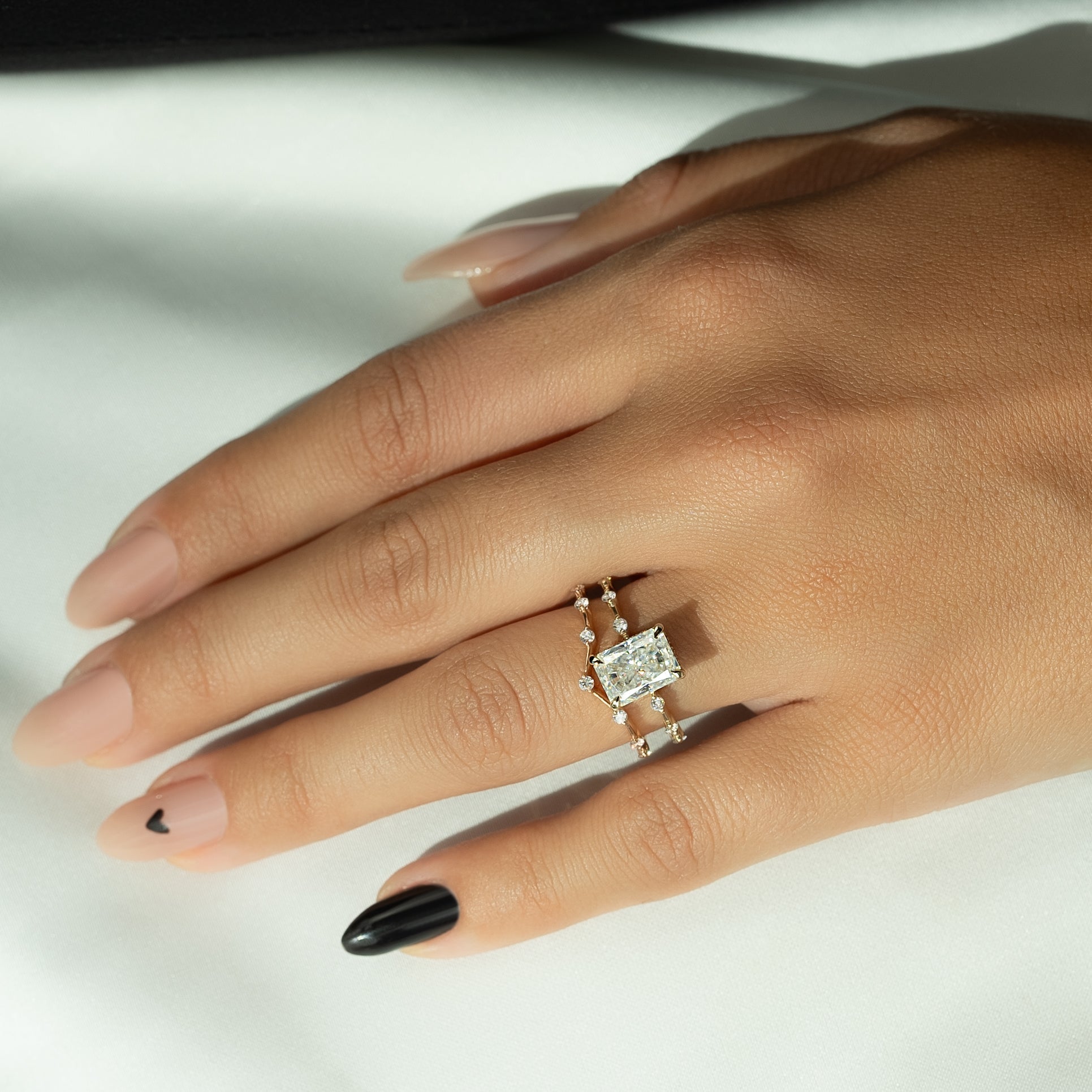 2.0 - 4.0  CT Radiant Cut CVD Diamond Hidden Halo & Dainty Engagement Ring