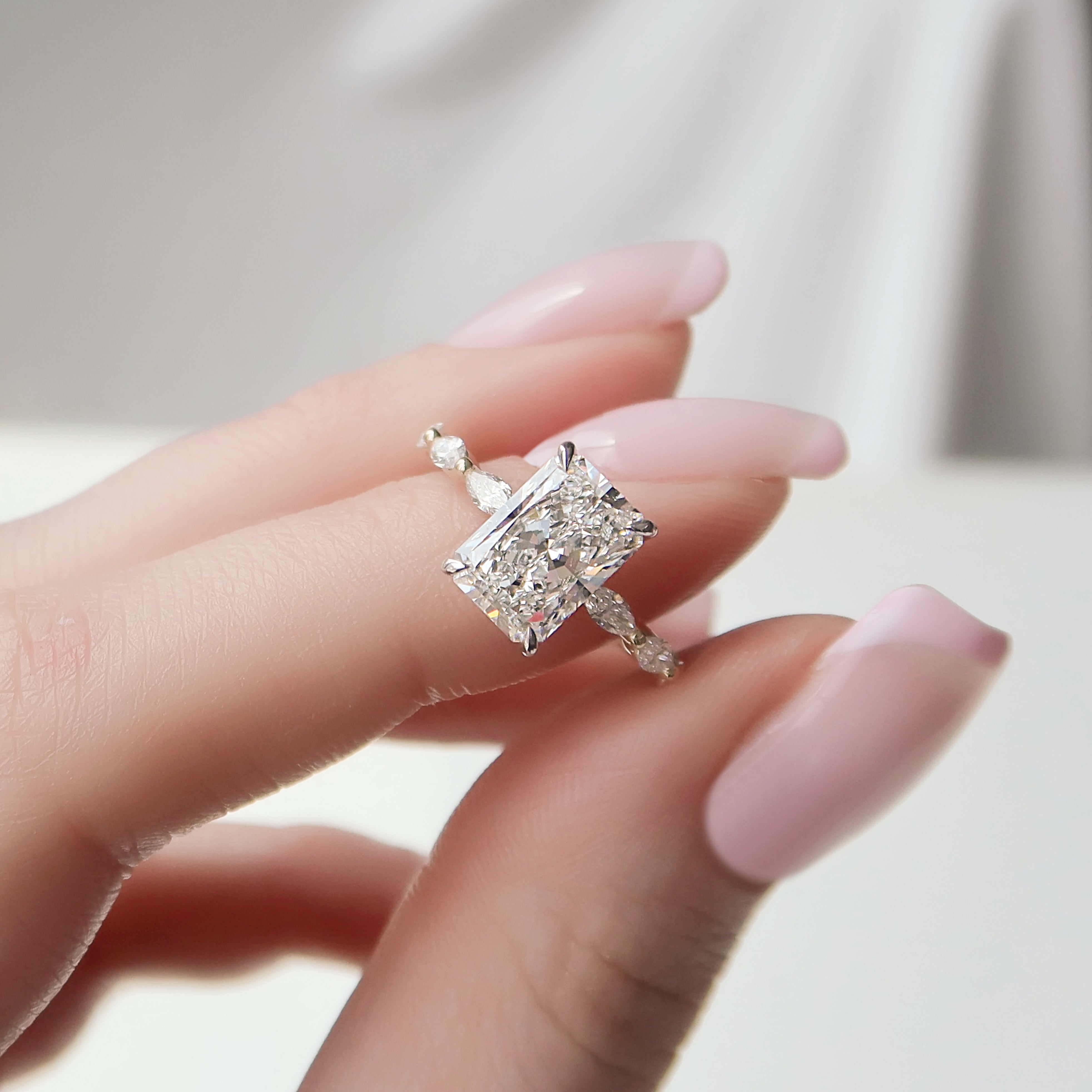 2.0 - 4.0  CT Radiant Cut CVD Diamond Hidden Halo & Pave Engagement Ring