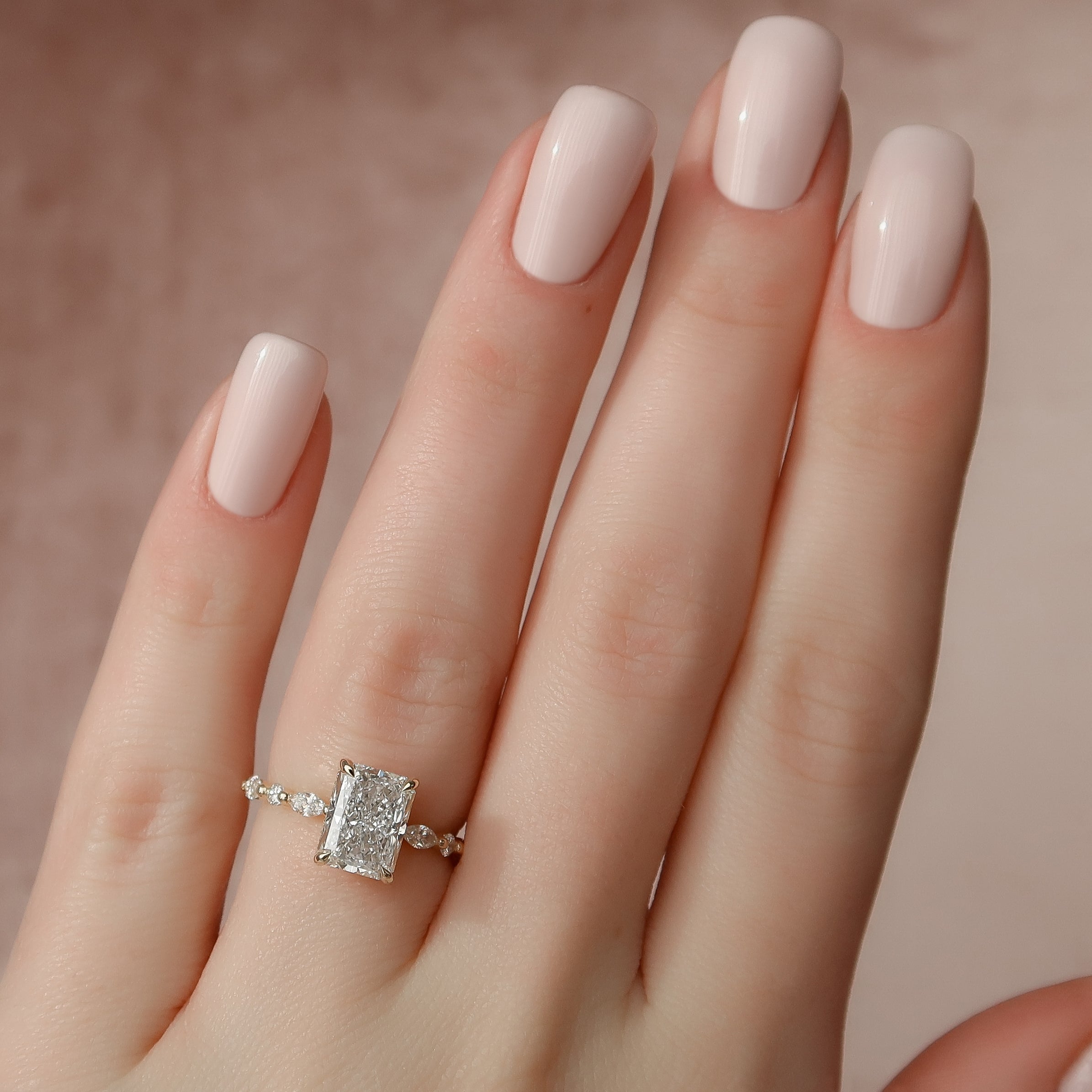 2.0 - 4.0  CT Radiant Cut CVD Diamond Hidden Halo & Pave Engagement Ring