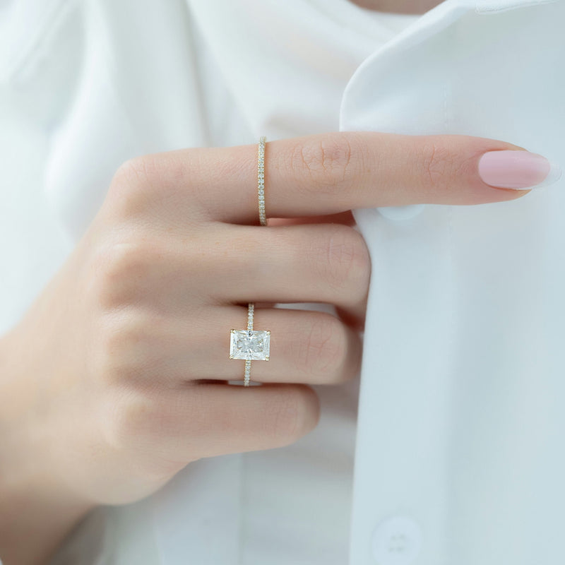 2.0 - 4.0  CT Radiant Cut CVD Diamond Hidden Halo & Pave Engagement Ring