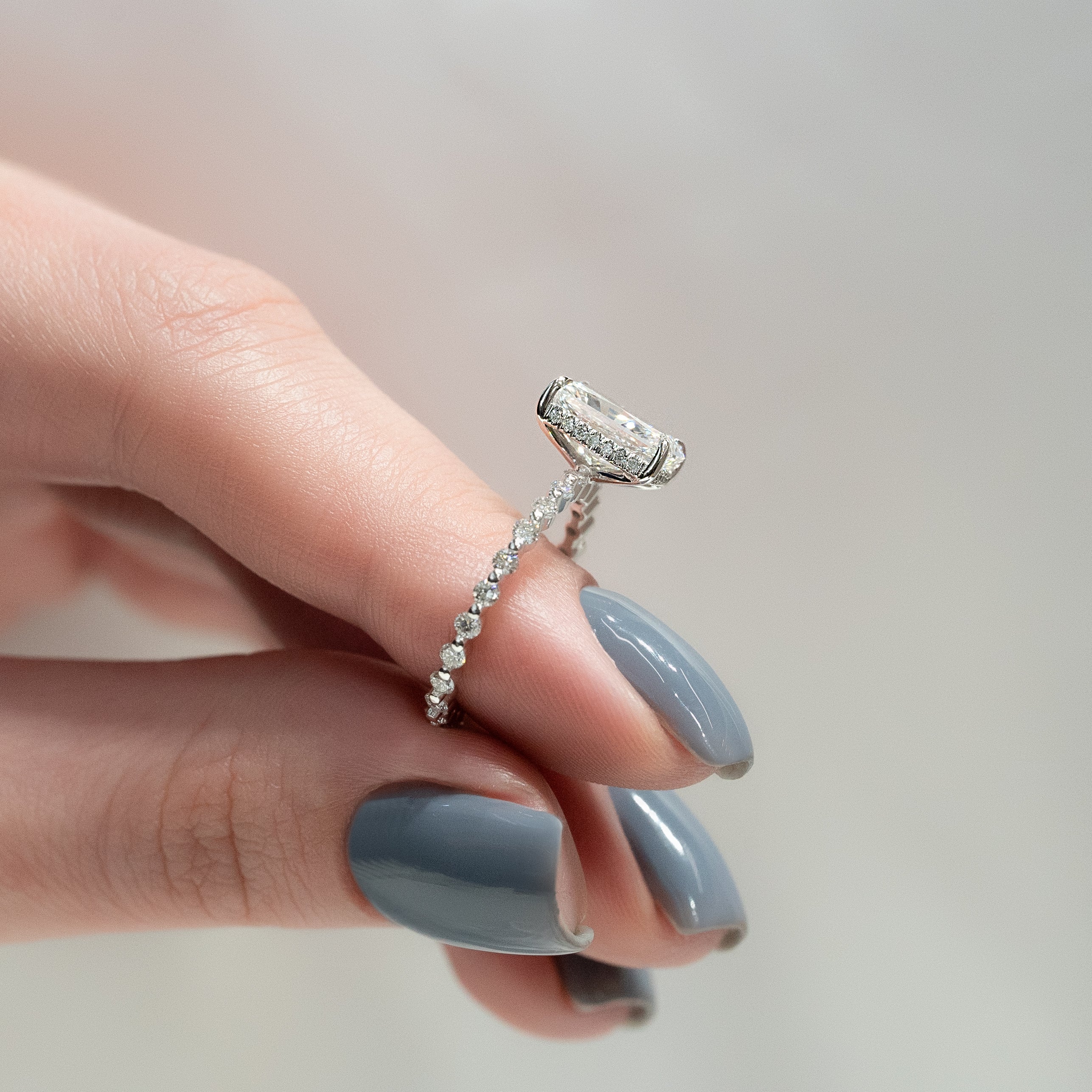 2.0 - 4.0  CT Radiant Cut CVD Diamond Hidden Halo & Pave Engagement Ring