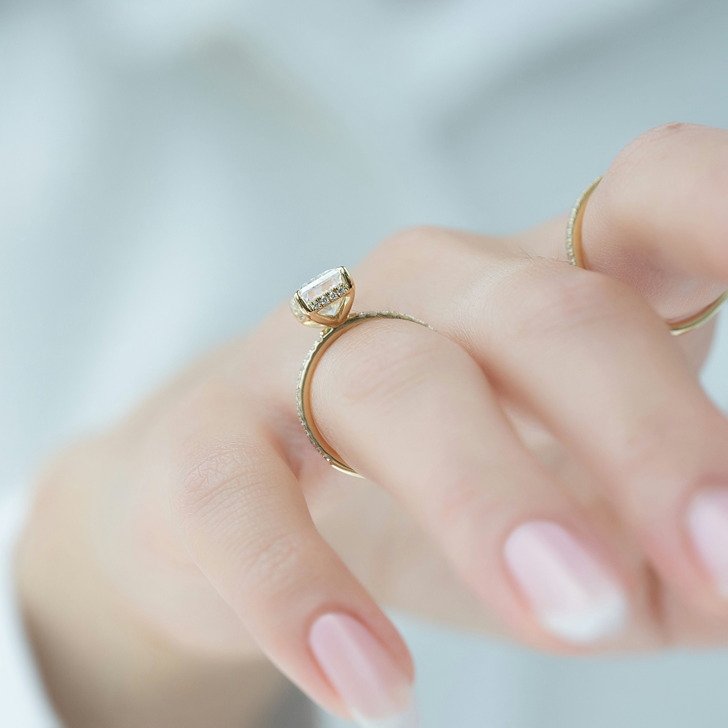 2.0 - 4.0  CT Radiant Cut CVD Diamond Hidden Halo & Pave Engagement Ring