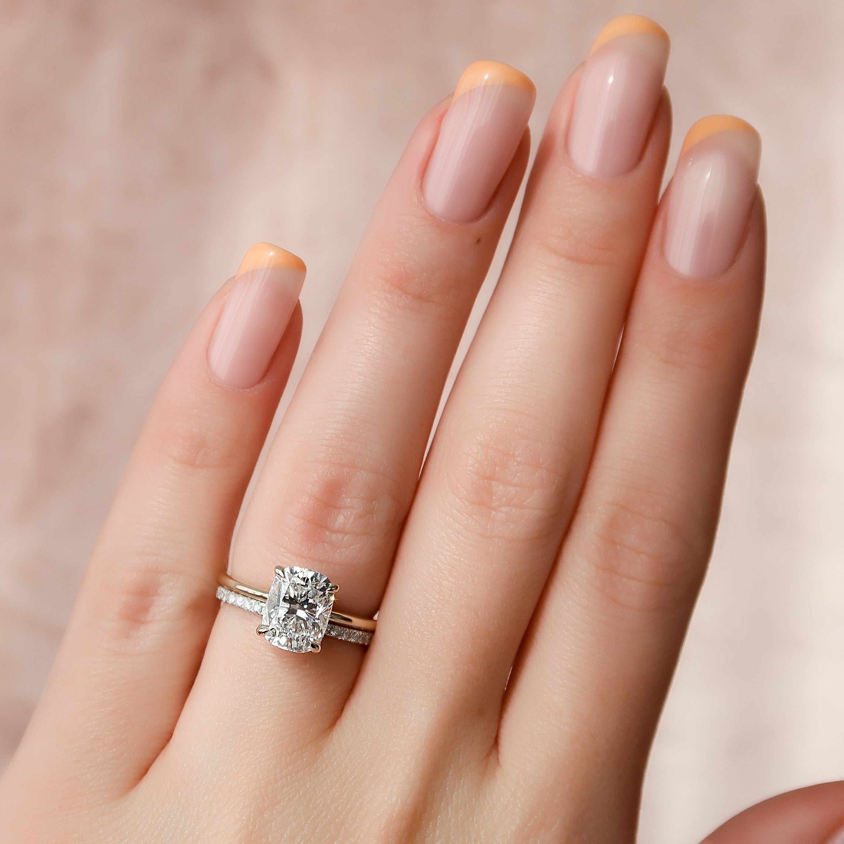 2.0 - 4.0 CT Elongated Cushion Cut CVD Diamond Hidden Halo Engagement Ring