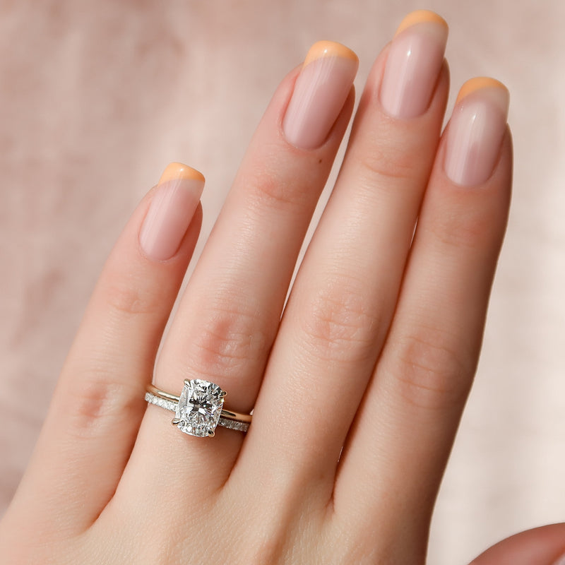 2.0 - 4.0 CT Elongated Cushion Cut CVD Diamond Hidden Halo Engagement Ring