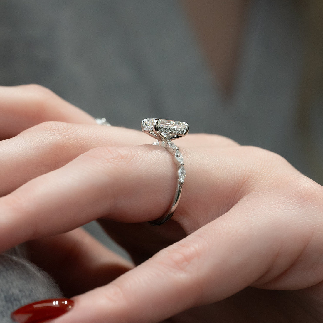 2.0 - 4.0  CT Radiant Cut CVD Diamond Hidden Halo & Pave Engagement Ring