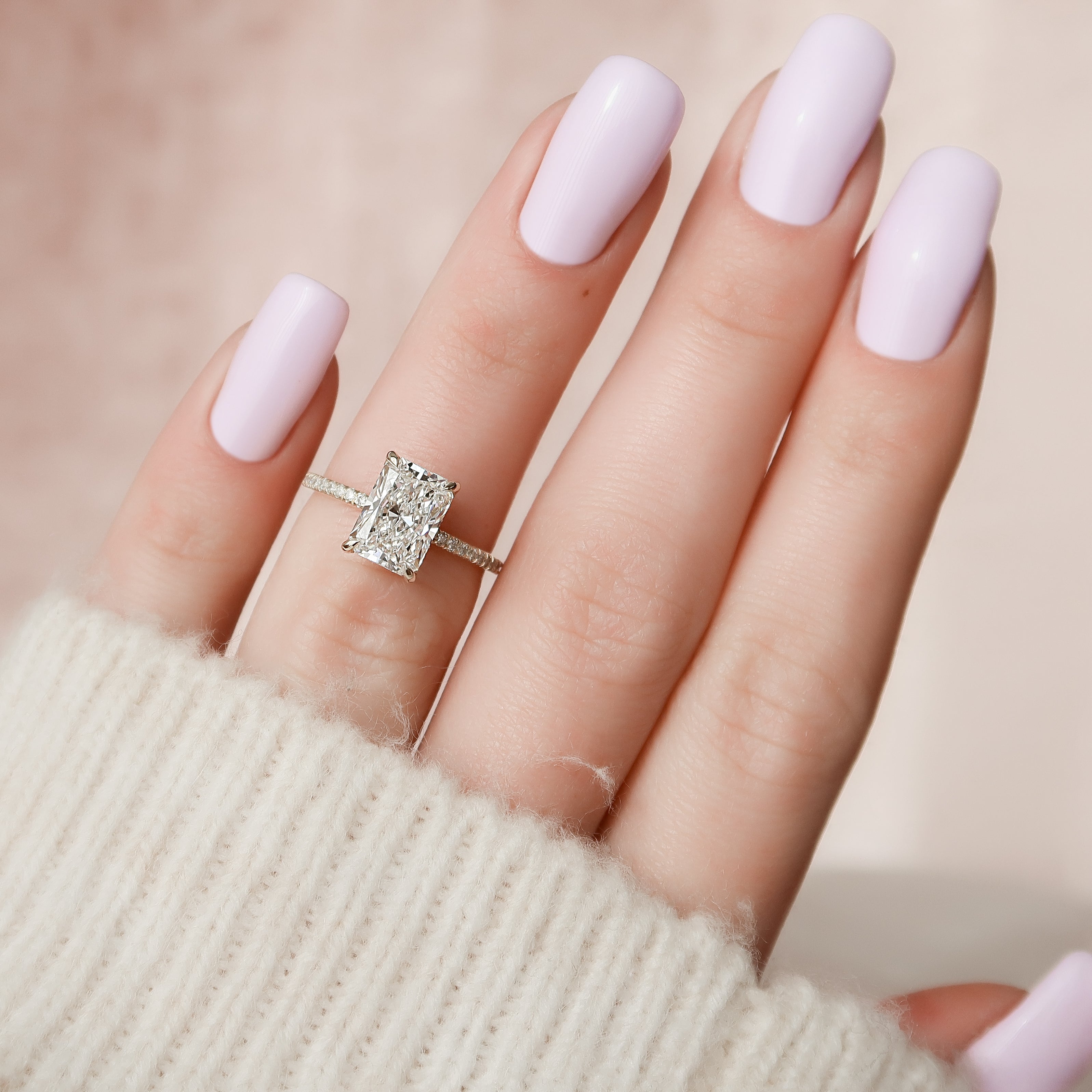 2.0 - 4.0  CT Radiant Cut CVD Diamond Hidden Halo & Pave Engagement Ring