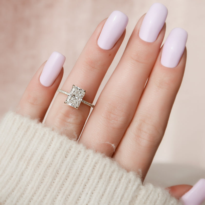 2.0 - 4.0  CT Radiant Cut CVD Diamond Hidden Halo & Pave Engagement Ring