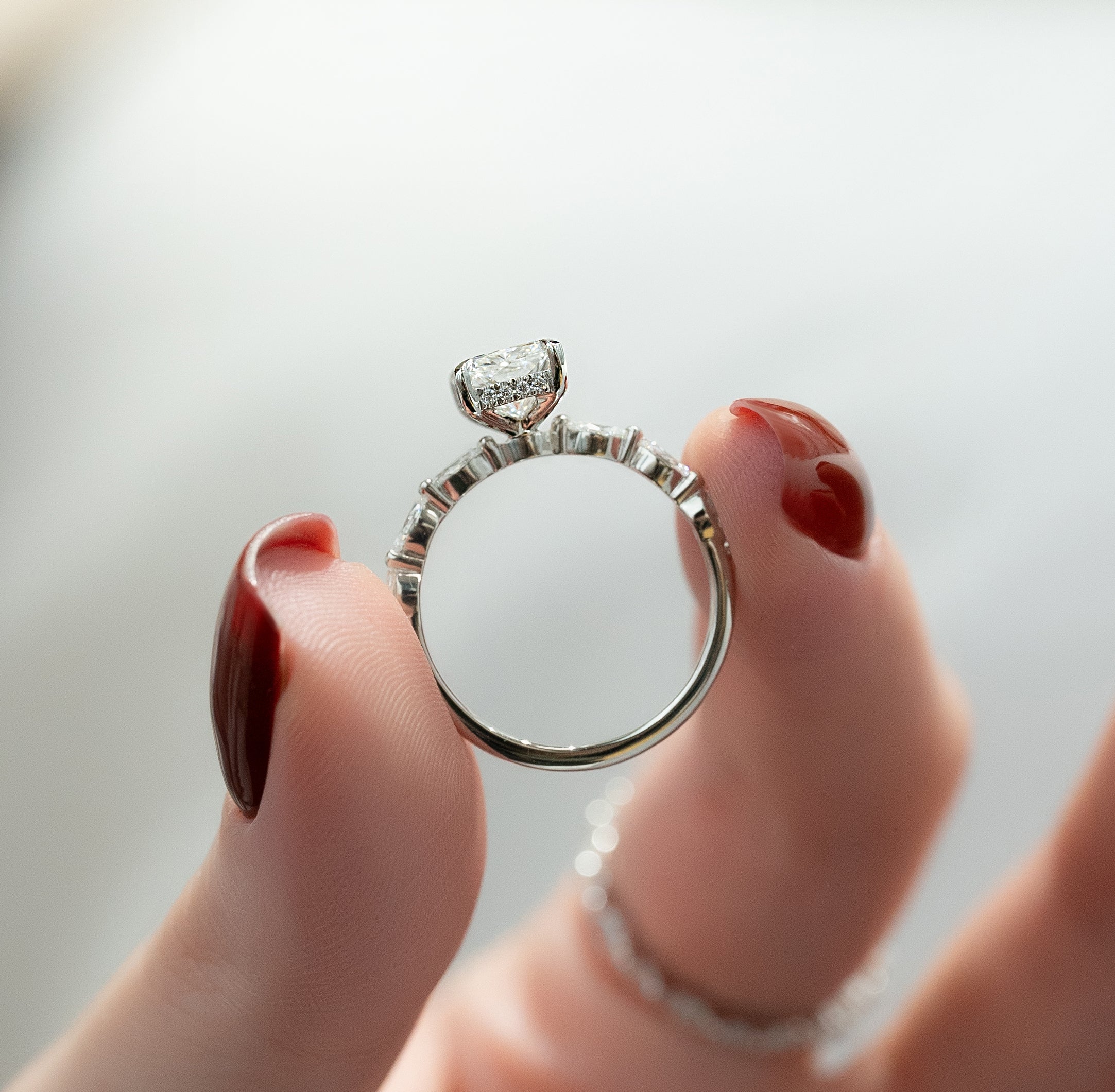 2.0 - 4.0  CT Radiant Cut CVD Diamond Hidden Halo & Pave Engagement Ring