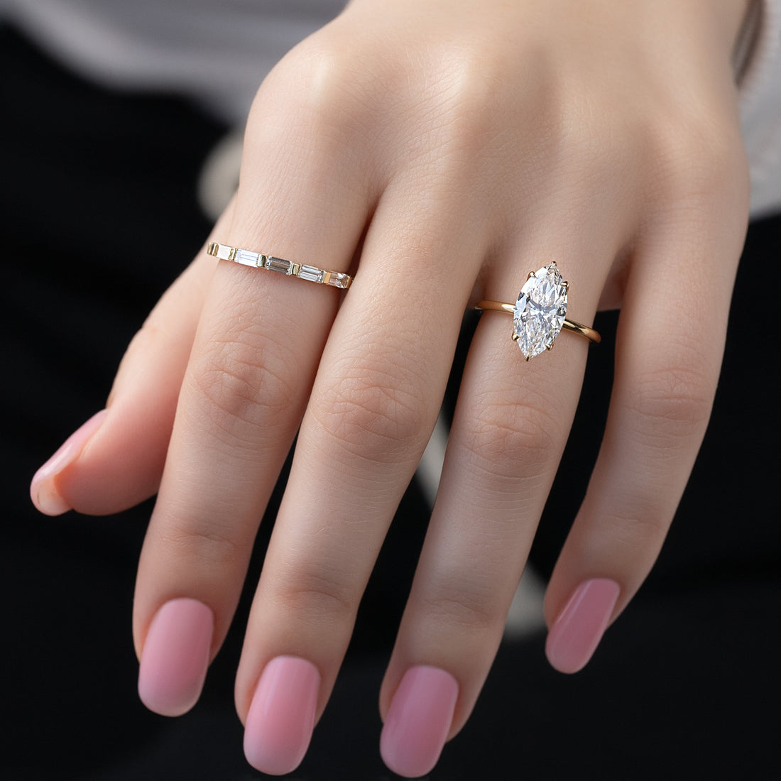 2.0 - 4.0 CT Marquise Cut CVD Diamond Solitaire Engagement Ring