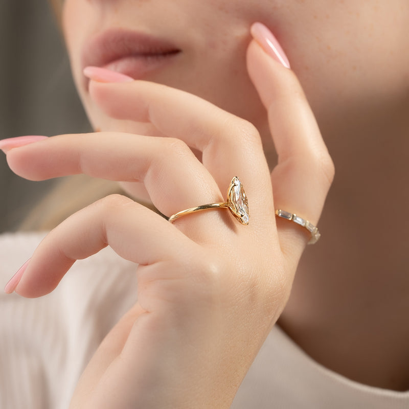 2.0 - 4.0 CT Marquise Cut CVD Diamond Solitaire Engagement Ring