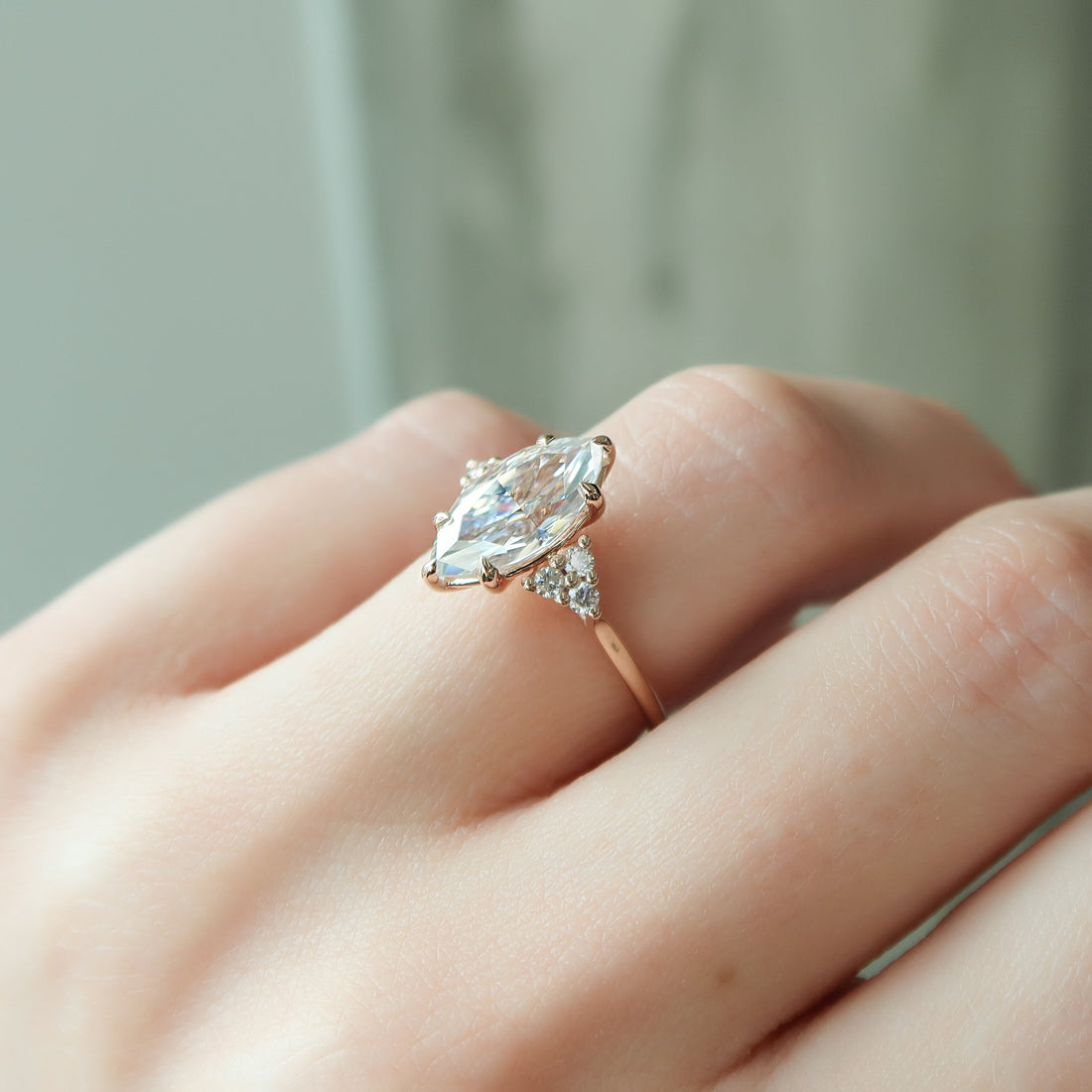 2.0 - 4.0 Carat Marquise Cut CVD Diamond Cluster Style Engagement Ring