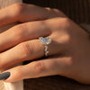 2.0 -4.0 CT Oval Cut CVD Diamond Hidden Halo & Pave Engagement Ring