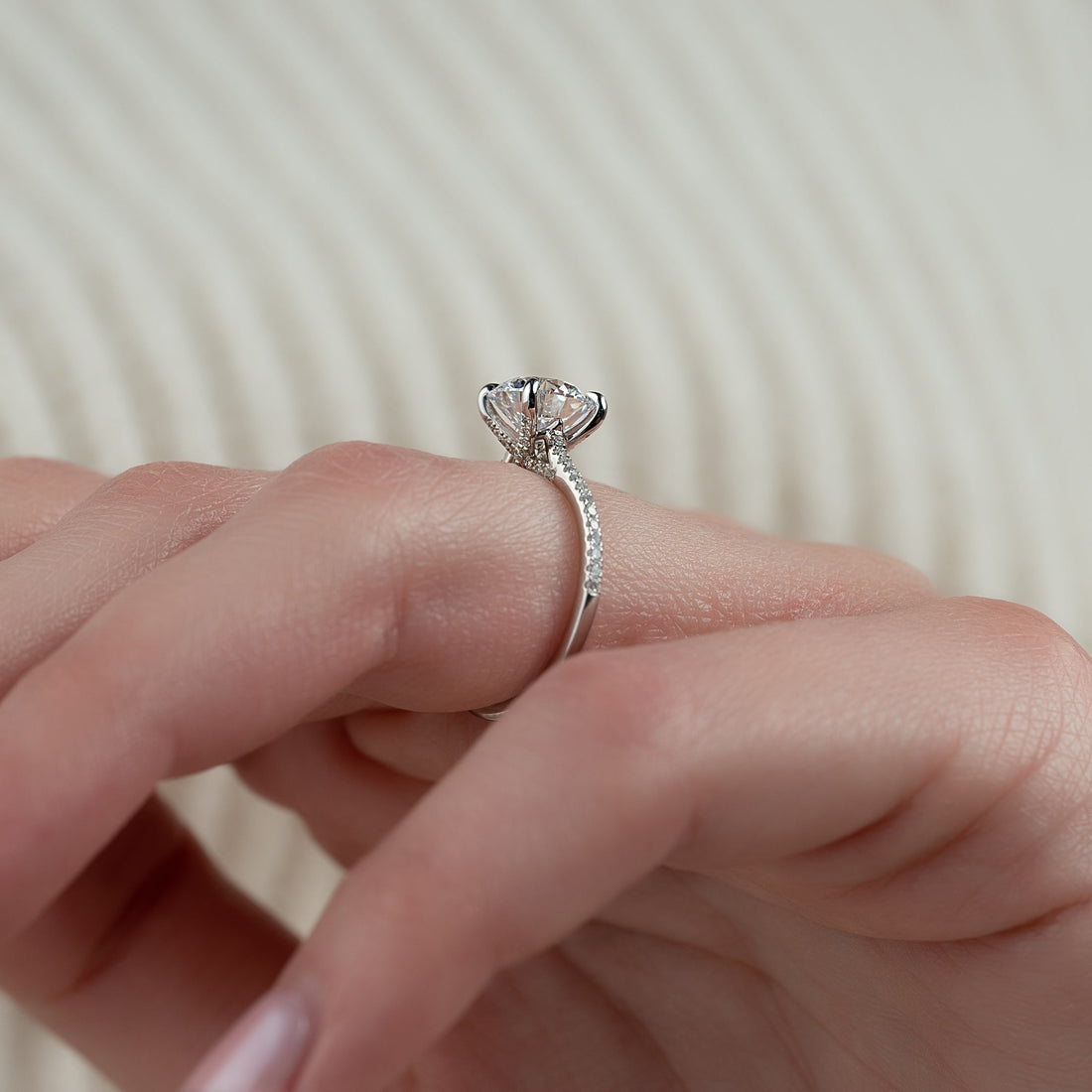 2.0 - 4.0 CT Round Cut CVD Diamond Pave Engagement Ring