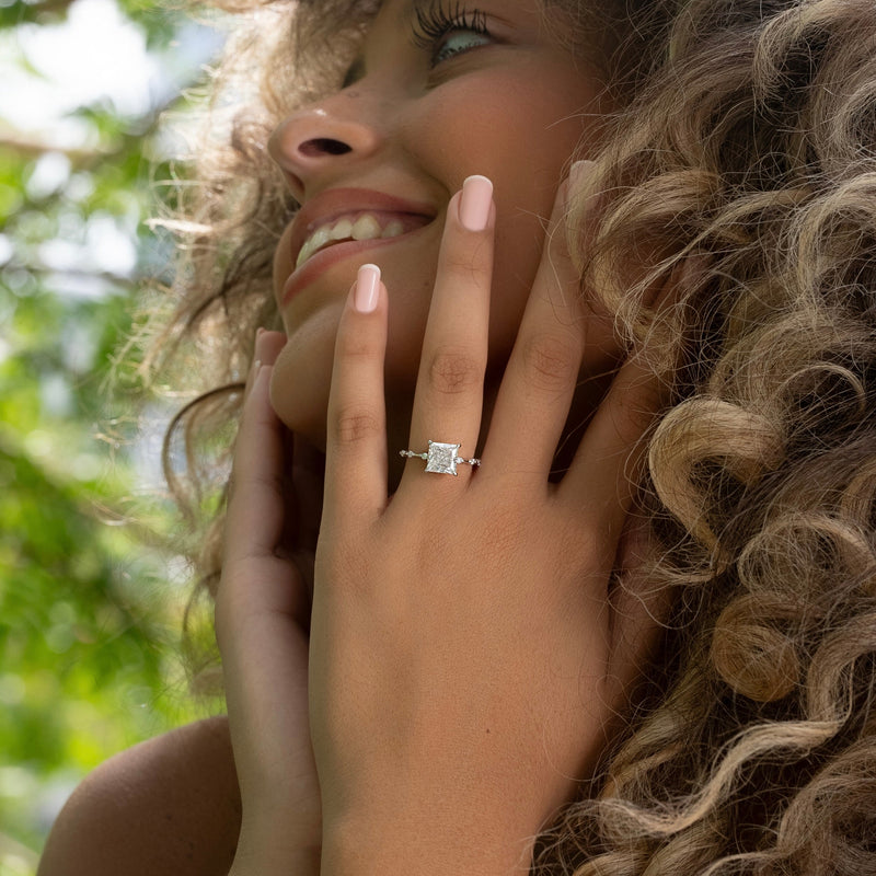 1.0 -3.0 Shape Princess Dainty Engagement Ring
