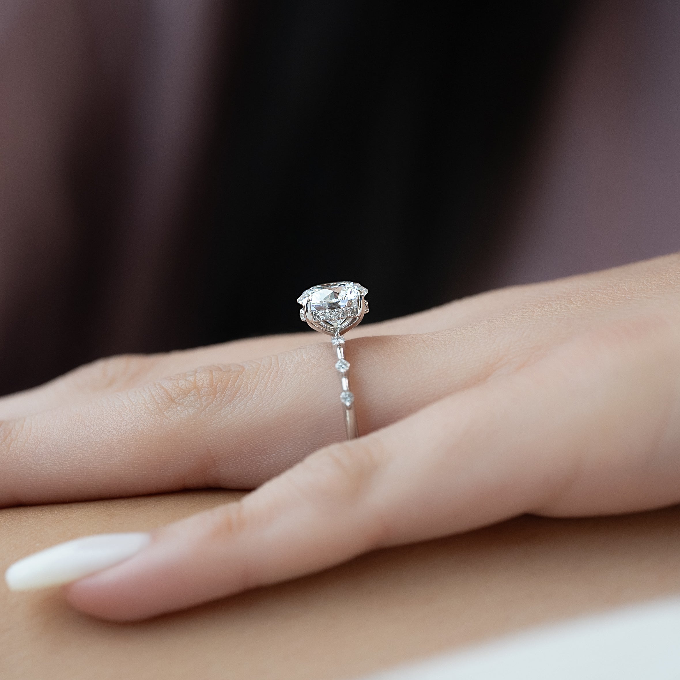 1.50 - 3.50 CT Round Cut CVD Diamond Hidden Halo & Pave Engagement Ring