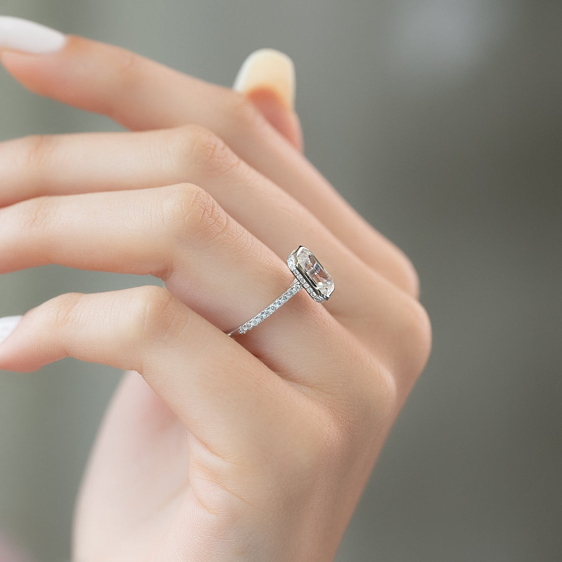 2.0 - 4.0 CT Emerald Cut CVD Diamond Pave Engagement Ring