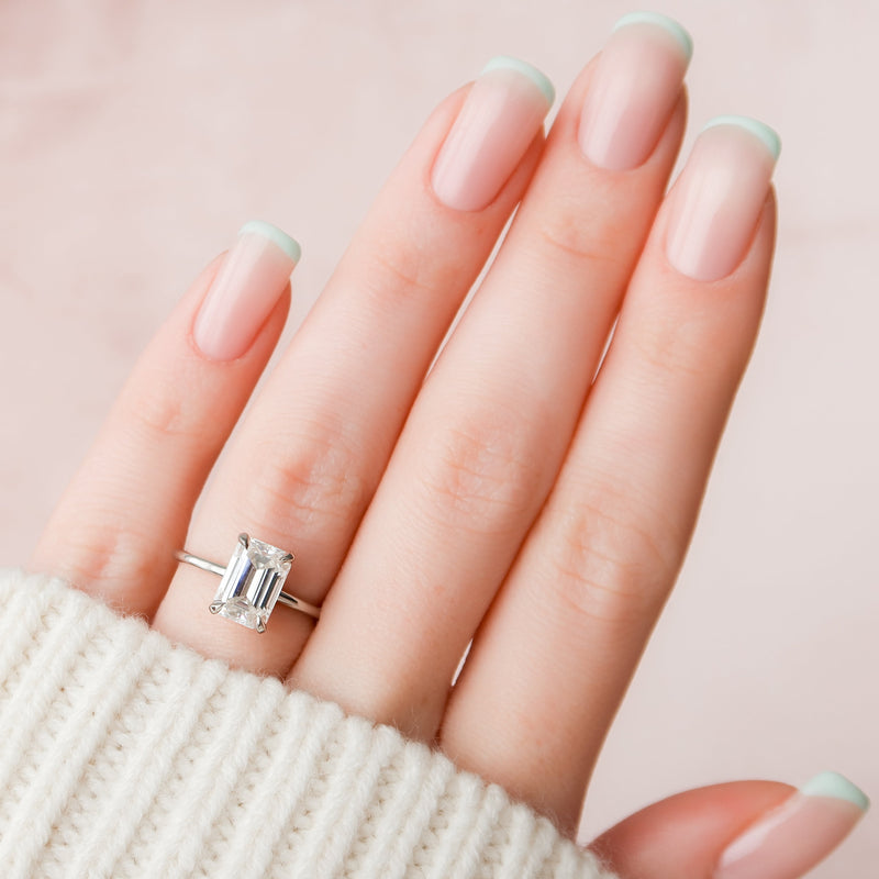 1.50 - 3.50 CT Emerald Cut CVD Diamond Hidden Halo Engagement Ring