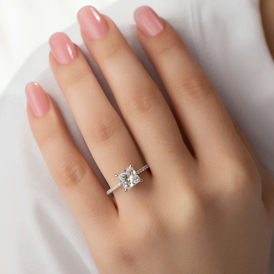 1.50 -3.50 CT Shape Princess Pave Style Engagement Ring