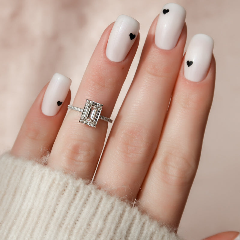 1.50 - 3.50 CT Emerald Cut CVD Diamond Hidden Halo & Pave Engagement Ring