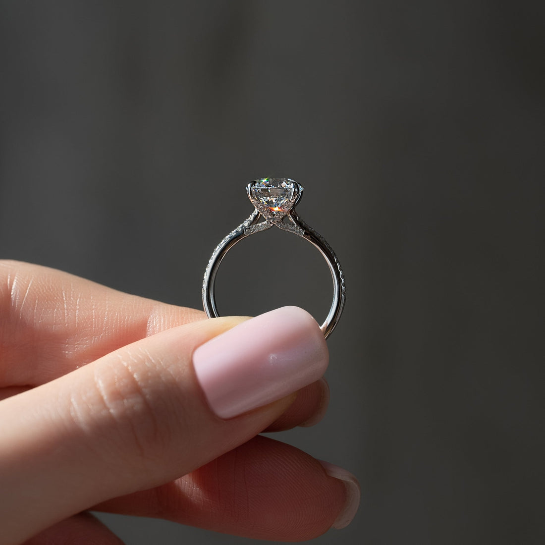 2.0 - 4.0 CT Round Cut CVD Diamond Pave Engagement Ring