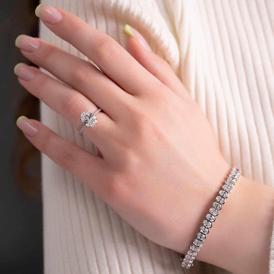 2.0 -4.0 CT Oval Cut CVD Diamond Pave Engagement Ring