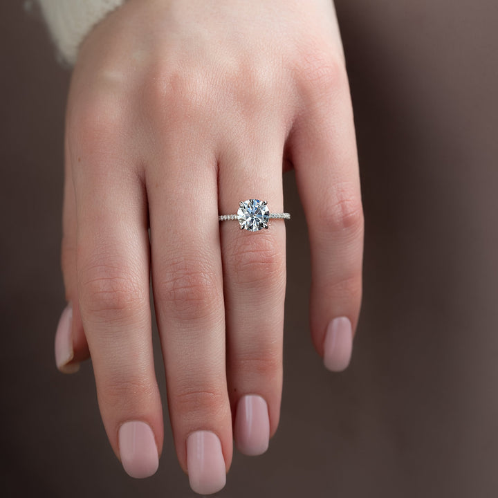 2.0 - 4.0 CT Round Cut CVD Diamond Pave Engagement Ring