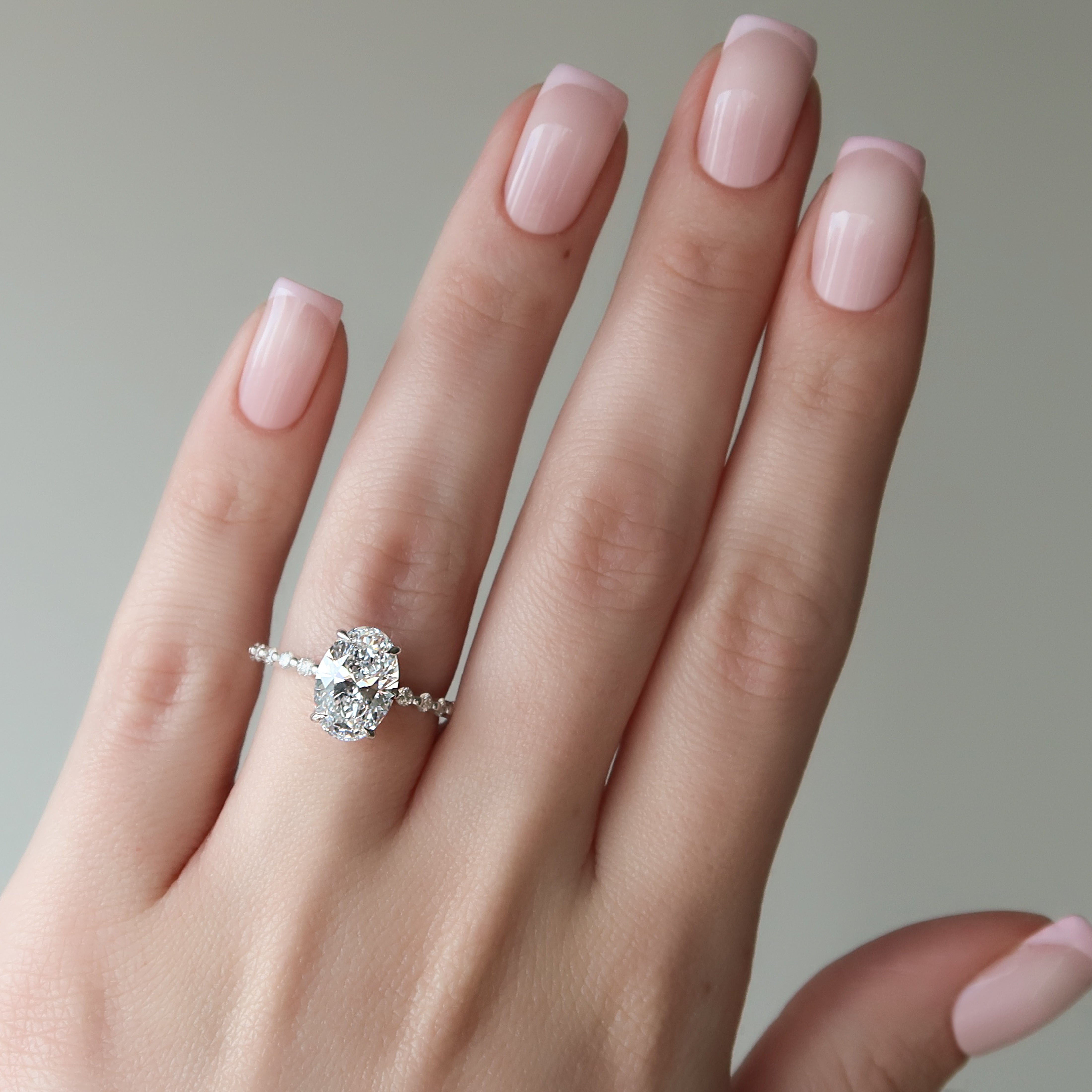 1.50 - 3.50 CT Oval Cut CVD Diamond Hidden Halo & Pave Engagement Ring