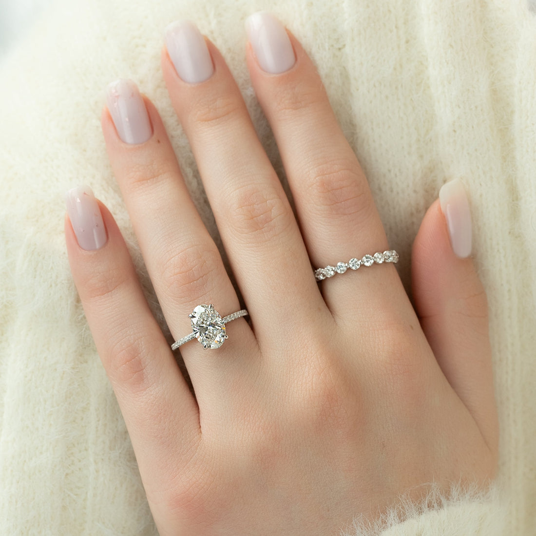 2.0 - 4.0 CT Oval Cut CVD Diamond Hidden Halo & Pave Engagement Ring