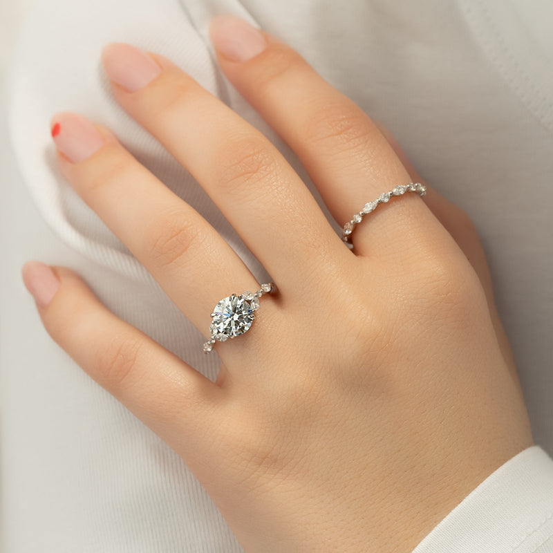 1.50 - 3.50 CT Round Cut CVD Diamond Cluster Engagement Ring