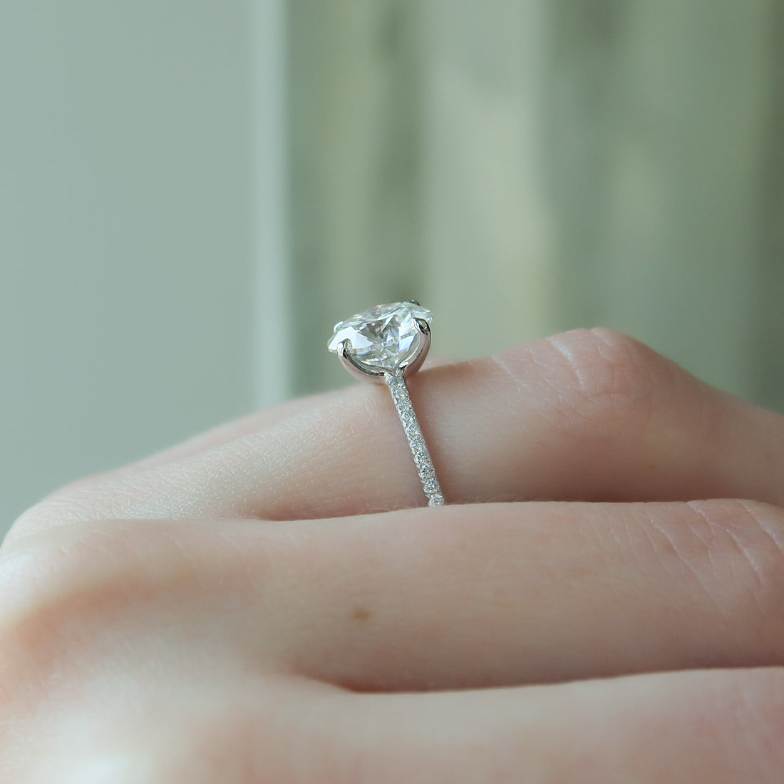 1.50 - 3.50 CT Round Cut CVD Diamond Pave Engagement Ring