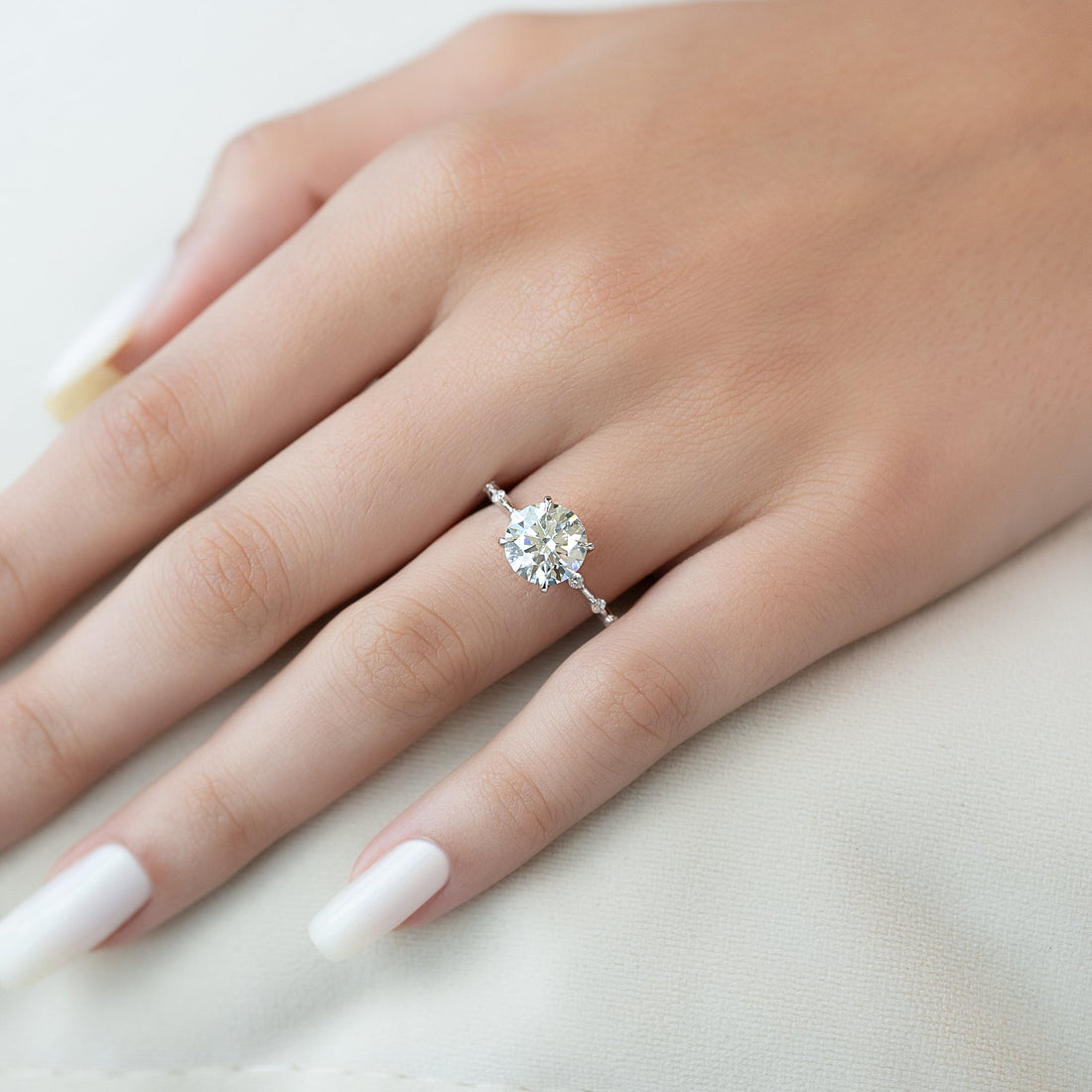 1.50 - 3.50 CT Round Cut CVD Diamond Hidden Halo & Pave Engagement Ring