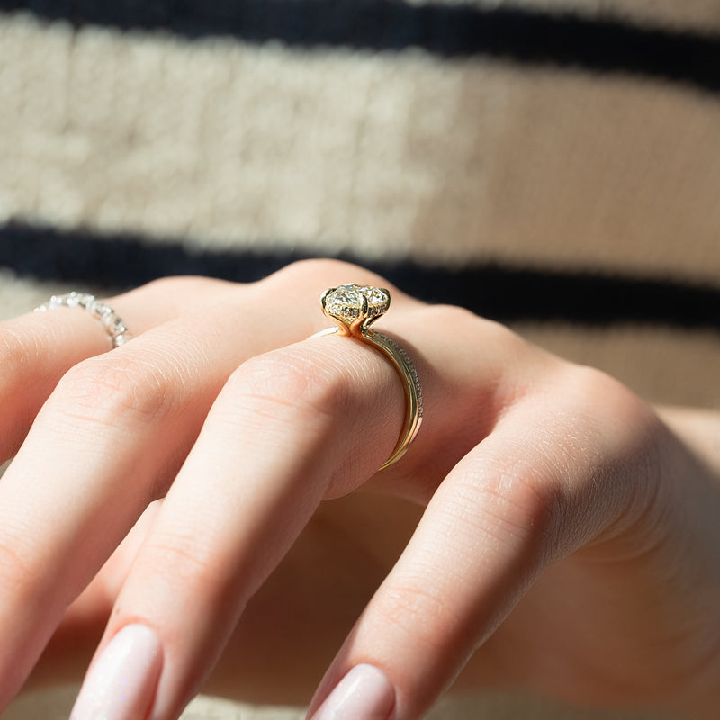 1.50 - 3.50 CT Oval  Cut CVD Diamond Hidden Halo Engagement Ring